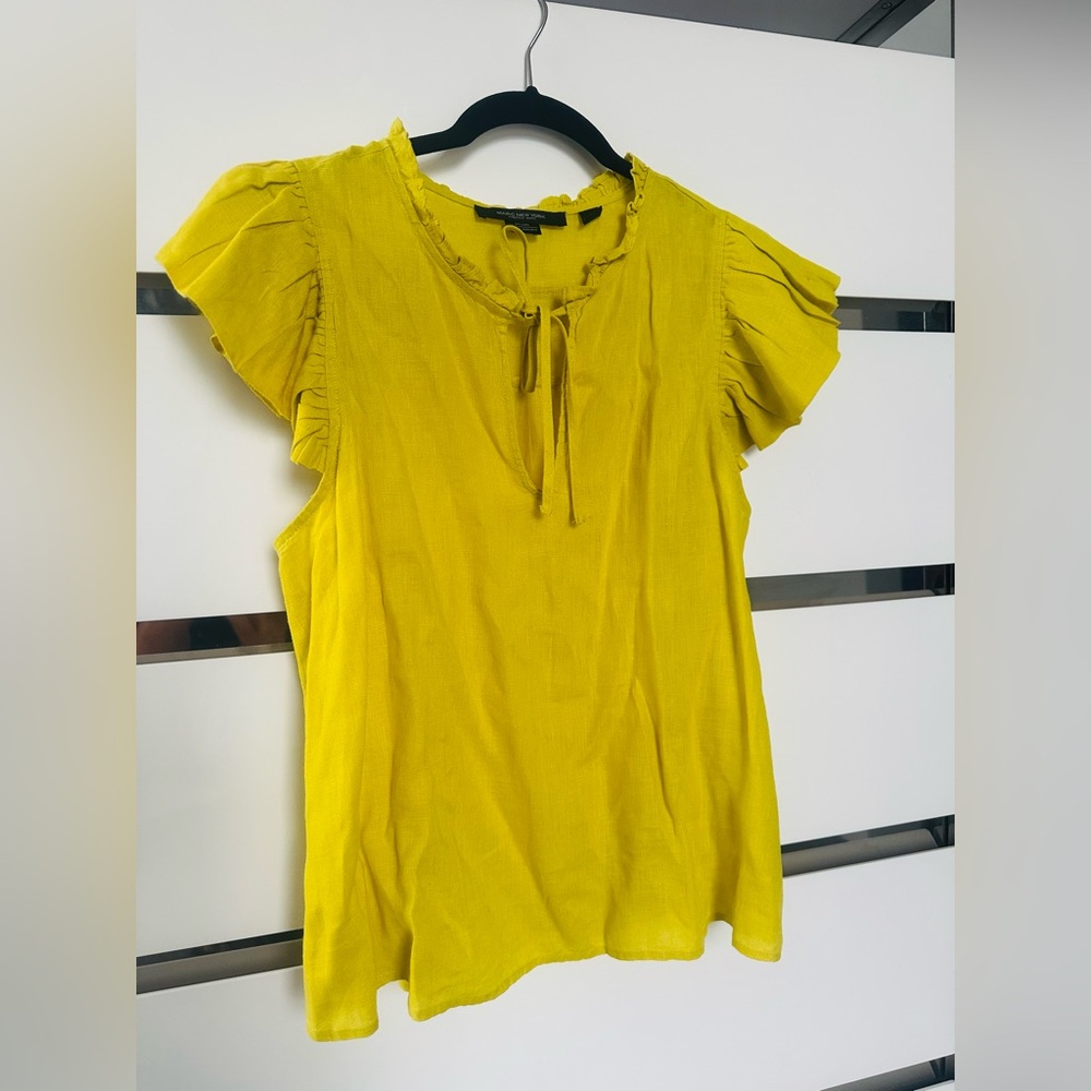 Yellow Ruffled Sleeve Top